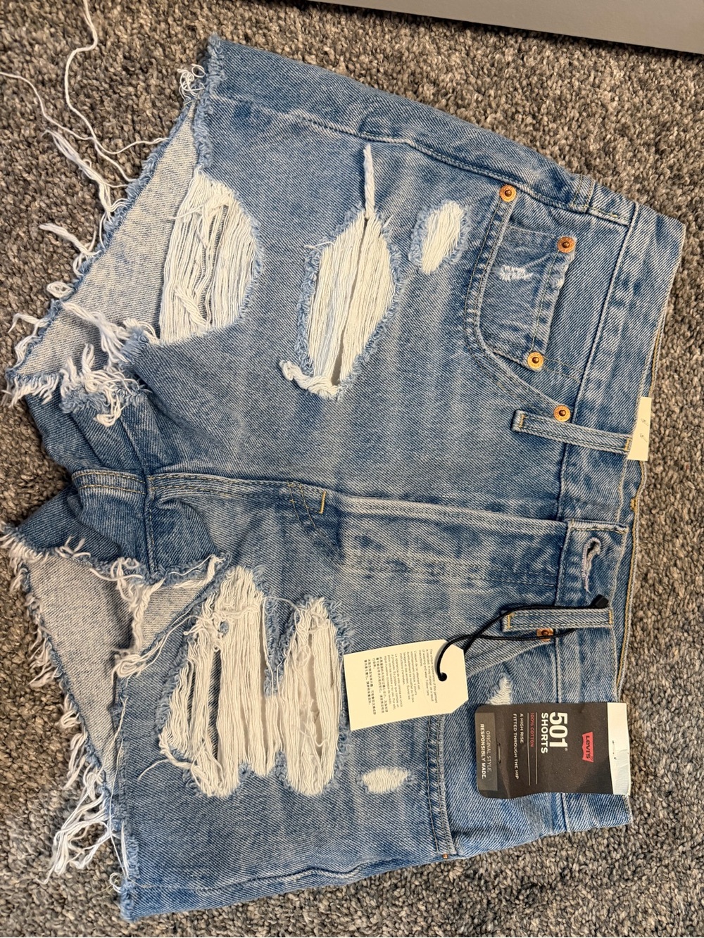 NWT Levi's Women's Distressed Denim Shorts - Light Blue